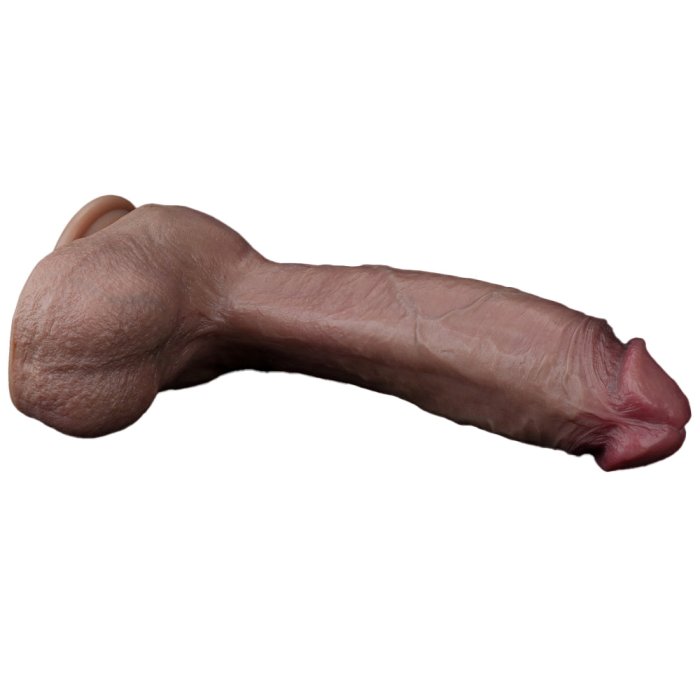 Dildo Realistic Lovetoy "Dual Layered Silicone" 27cm - Maro - detaliu finisaj