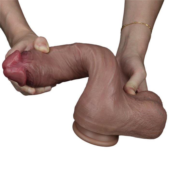 Dildo Realistic Lovetoy "Dual Layered Silicone" 27cm - Maro - vedere laterala