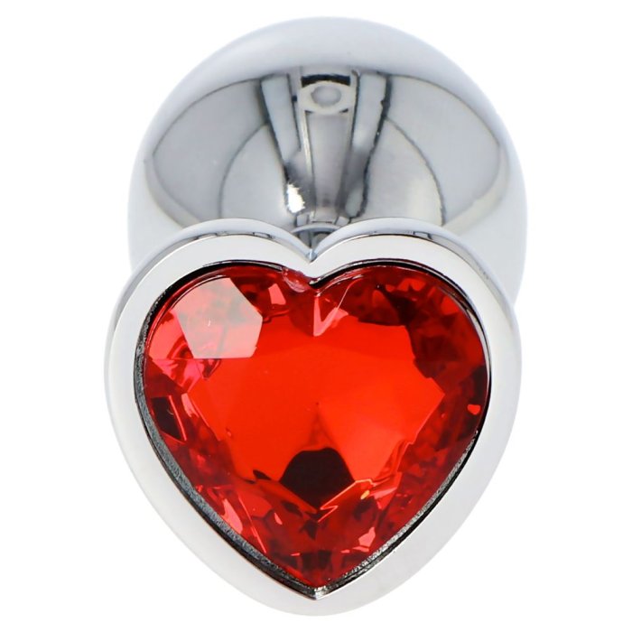 Butt Plug Anal Toyz4Lovers "Red Heart Jewel" 7 cm - Argintiu - culoare si material