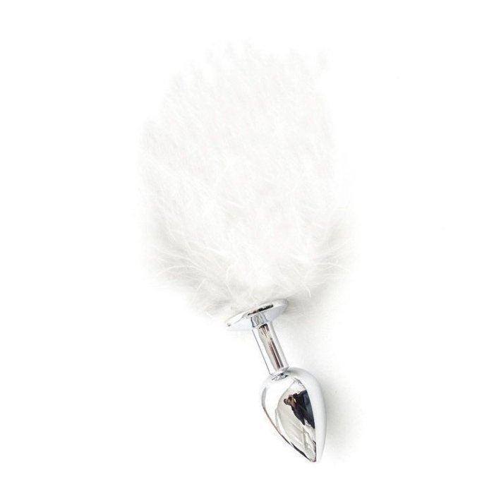 Butt Plug Anal Toyz4Lovers "Pony Tail" 6 cm - Alb - dimensiuni complete