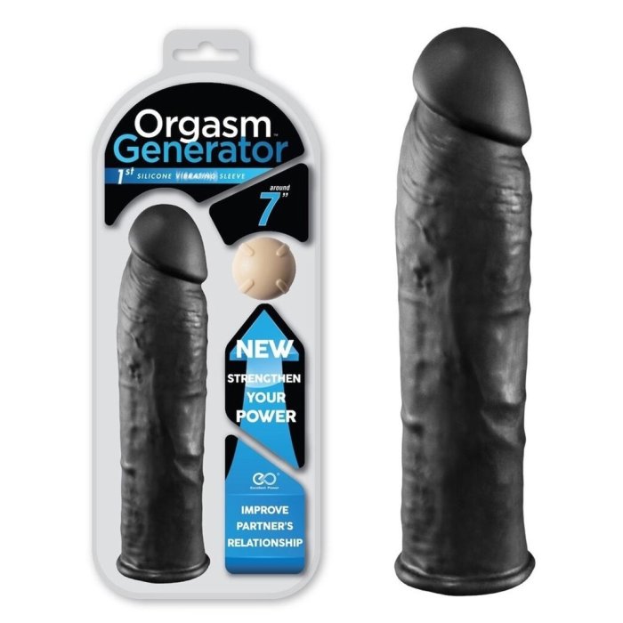 Prelungitor Penis Orgasm Generator Negru, [ 17,5 cm x 4,2 cm ] - vedere frontala