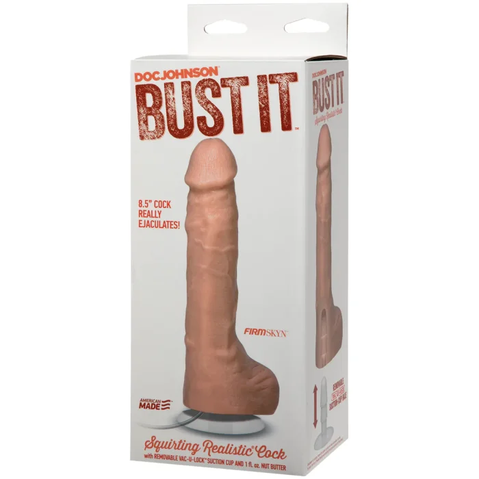Dildo cu Ejaculare Doc Johnson "Bustit" 23,36 cm - Natural##