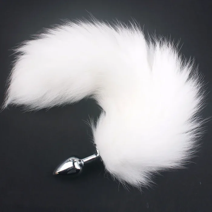 Butt Plug Anal Toyz4Lovers "Fox Tail" 7 cm - Alb - detaliu finisaj