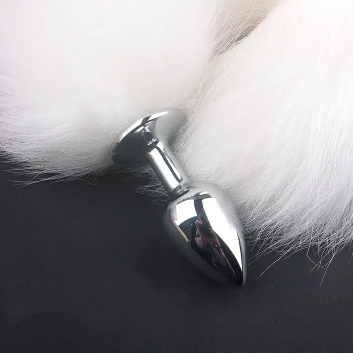 Butt Plug Anal Toyz4Lovers "Fox Tail" 7 cm - Alb - vedere laterala