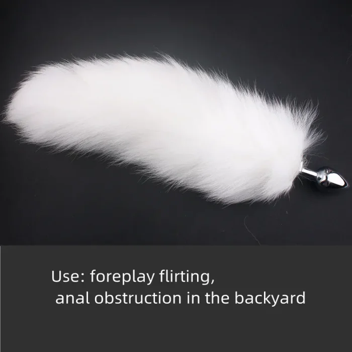 Butt Plug Anal Toyz4Lovers "Fox Tail" 7 cm - Alb - accesorii incluse