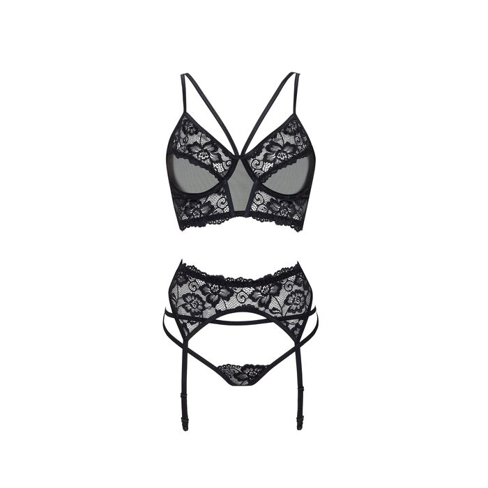 Set Lenjerie Intima Dantela Ryanne Beauty Night - Negru