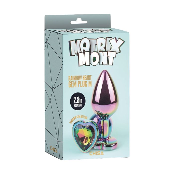 Plug anal Rainbow Heart Gem, M - detaliu finisaj
