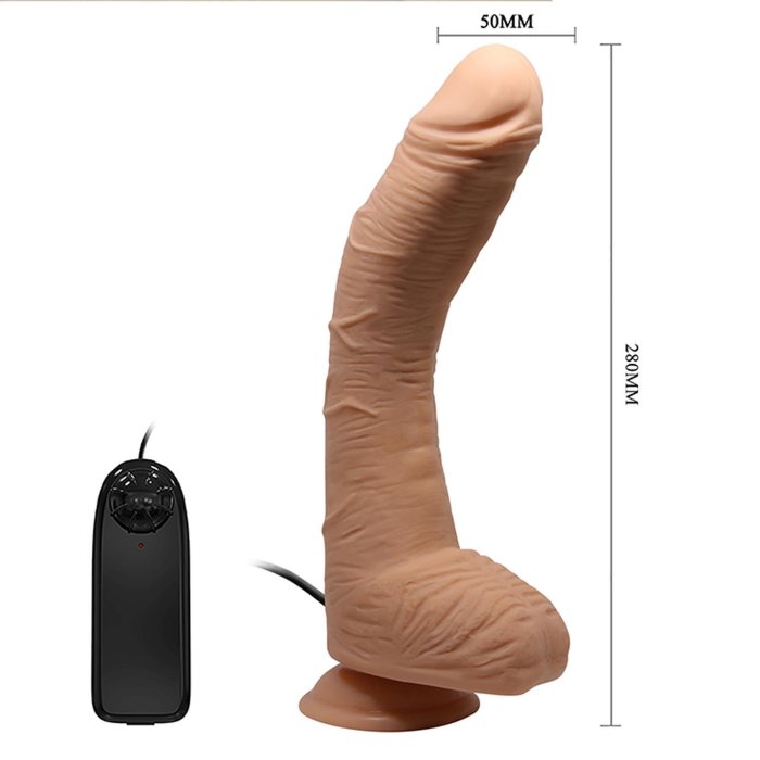 Vibrator curbat cu ventuza si telecomanda, 28x5cm, cu vibratii - detaliu finisaj