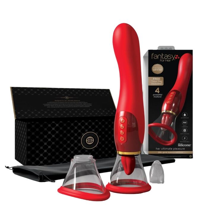 Vibrator Fantasy For Her »Ultimate Pleasure 24K Gold Luxury Edition« 23,5 cm - Rosu