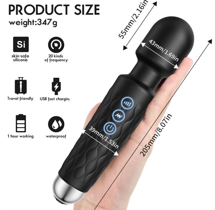 Vibrator Stimulator HAOOY »Senzual« 20 cm - Negru