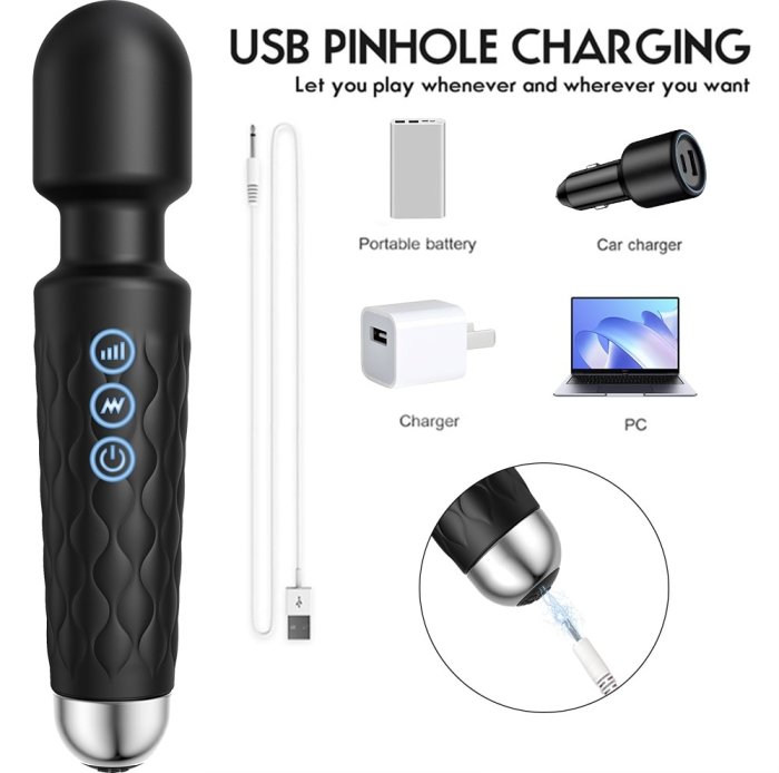 Vibrator Stimulator HAOOY »Senzual« 20 cm - Negru