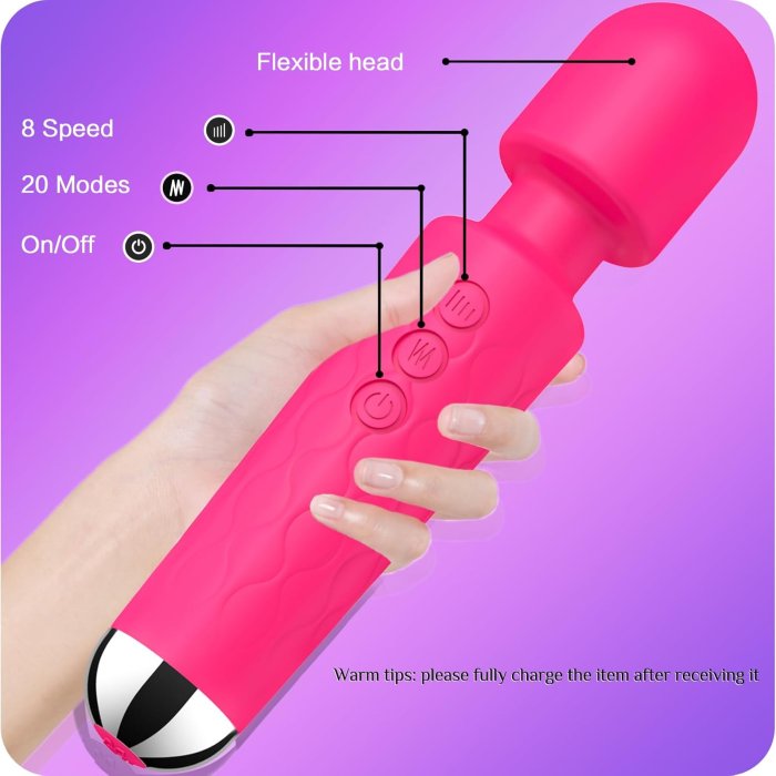 Vibrator Stimulator HAOOY »Senzual« 20 cm - Roz