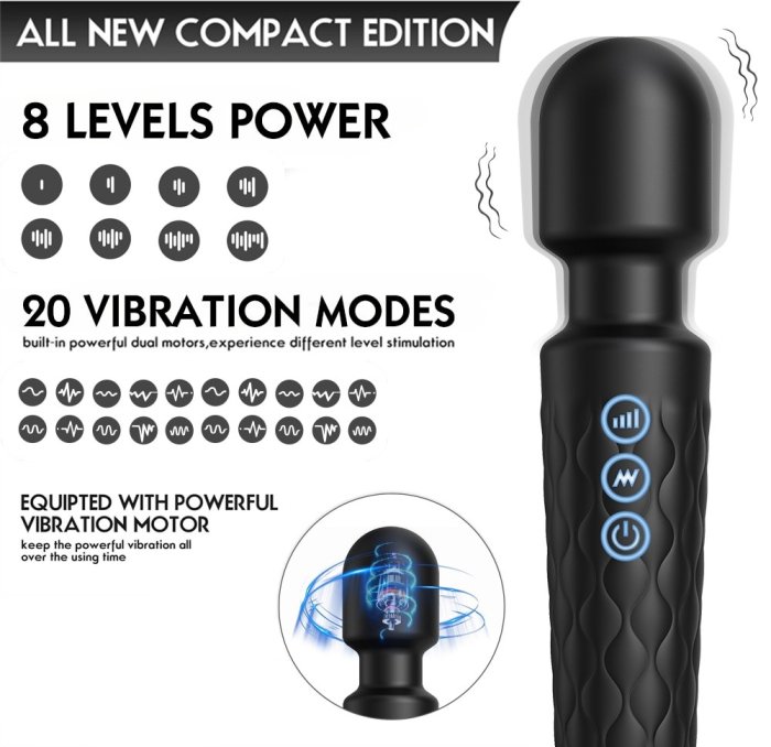 Vibrator Stimulator HAOOY »Senzual« 20 cm - Negru