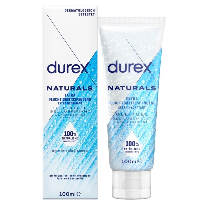 Lubrifiant Intim Durex Naturals cu Acid Hialuronic, 100 ml - vedere frontala