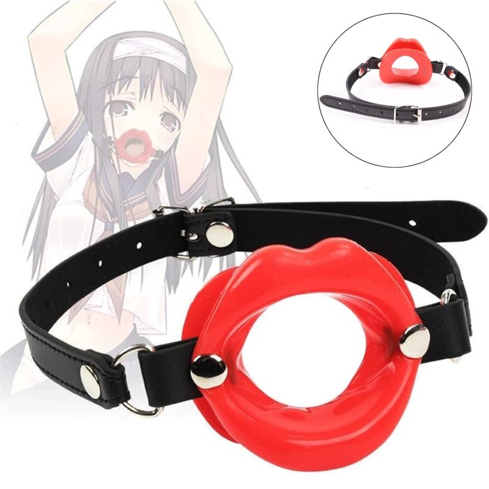 KINK Horse Gag Submissive silicon rosu bit gag curele piele ecologica reglabile BDSM EAN 8435565942380