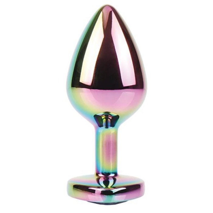 Plug anal Rainbow Heart Gem, M - culoare si material