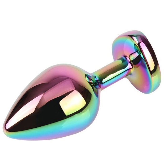 Plug anal Rainbow Heart Gem, M - dimensiuni complete