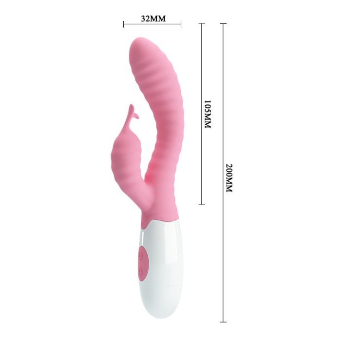 Vibrator Pretty Love »Pete« 20 cm - Roz - vedere laterala
