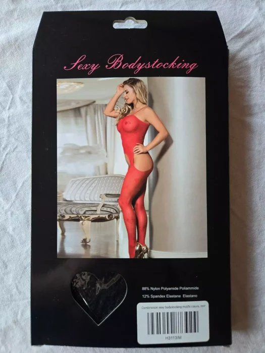 Bodystocking Decupat Lateral Model Inima - Rosu