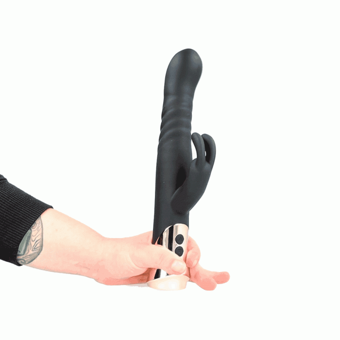 Vibrator Virgite »Rabbit Passion« 22,4 cm - Negru - vedere frontala