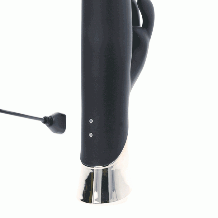Vibrator Virgite »Rabbit Passion« 22,4 cm - Negru - culoare si material