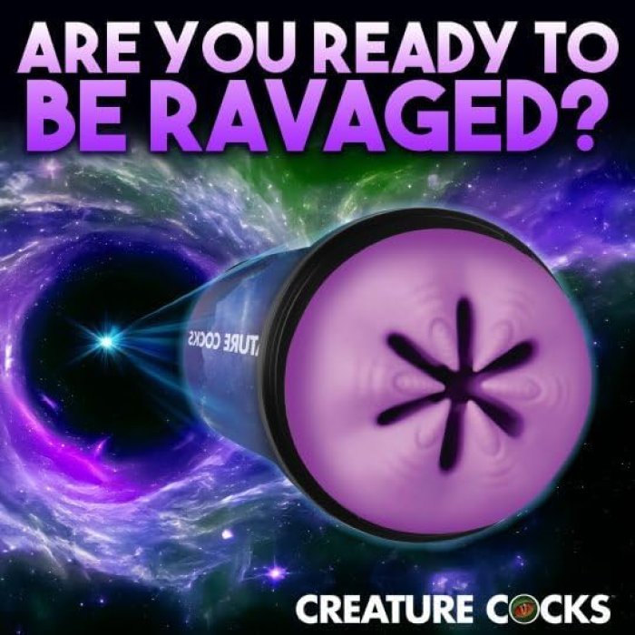 Masturbator Creature Cocks "Alien Wormhole" 22 cm - Violet - dimensiuni complete