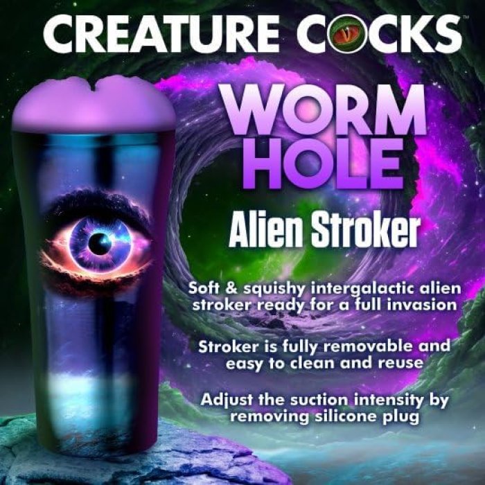 Masturbator Creature Cocks "Alien Wormhole" 22 cm - Violet - culoare si material