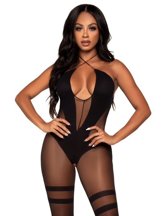 One True Love Bodystocking, Negru, Leg Avenue, S-L# - accesorii incluse