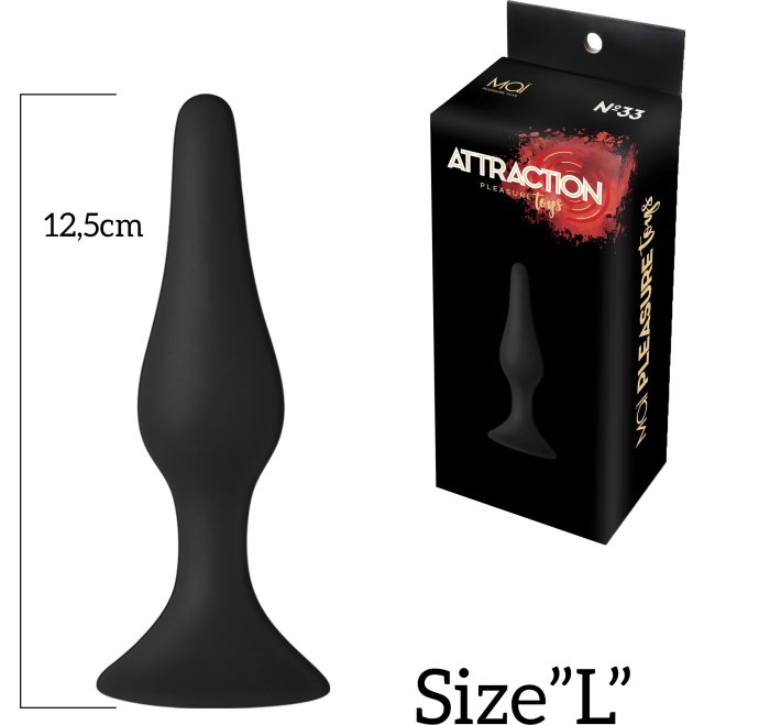 Butt Plug Anal Attraction "Pleasure Toys" 12 cm - Negru