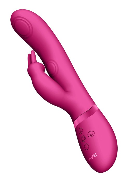Vibrator Iepuras, May, Dual Pulse-Wave & Vibrating C-spot & G-Spot Rabbit Pink - vedere laterala