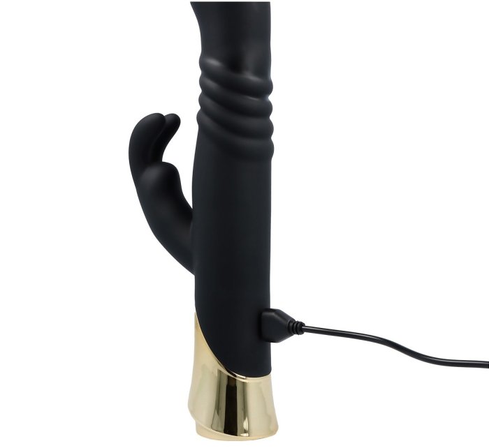 Vibrator Virgite »Rabbit Passion« 22,4 cm - Negru - accesorii incluse