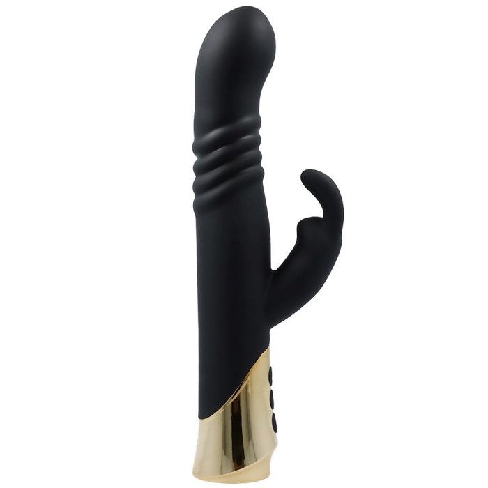 Vibrator Virgite »Rabbit Passion« 22,4 cm - Negru - dimensiuni complete