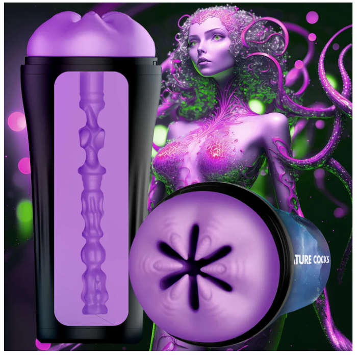 Masturbator Creature Cocks "Alien Wormhole" 22 cm - Violet - vedere frontala