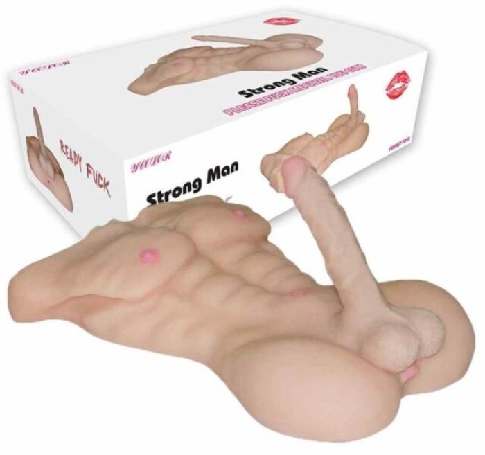 Masturbator Barbat cu Penis Mistress "Strong Man" 51 cm - Natural - vedere frontala