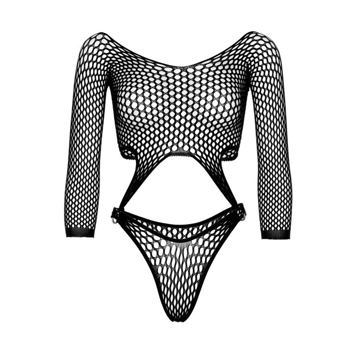 Body cu Maneca Lungă si Tanga Leg Avenue - Negru