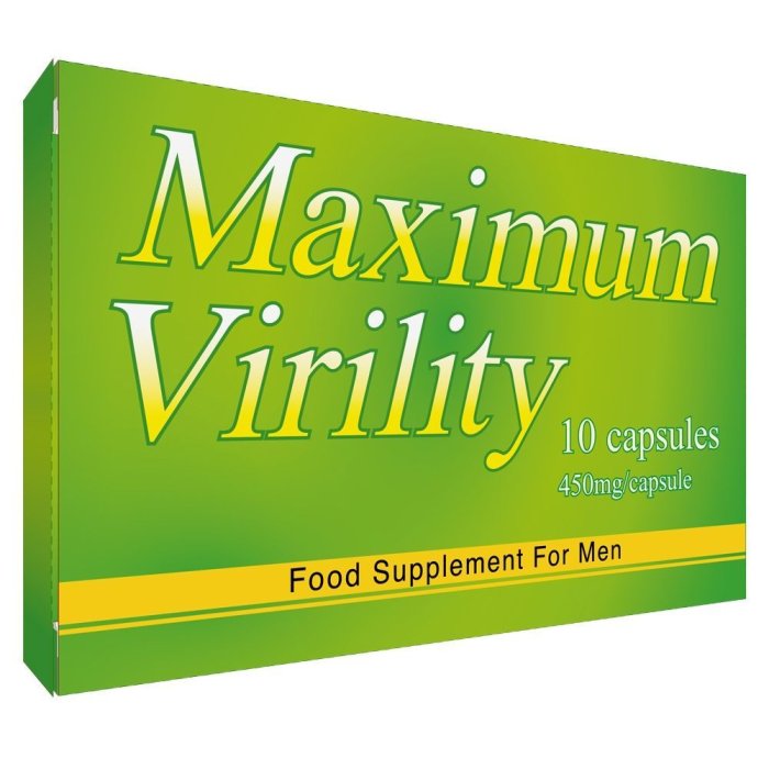 Pastile Potenta si Erectie Maximum Virility 10 Bucati - vedere frontala