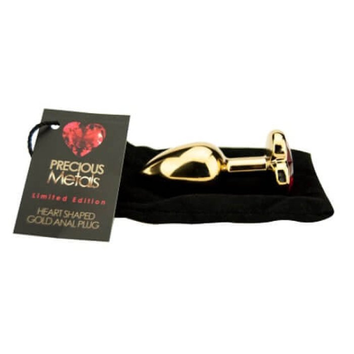 Butt Plug Anal Precious Metals "Heart Shaped Gold" 7,5 cm - Galben##