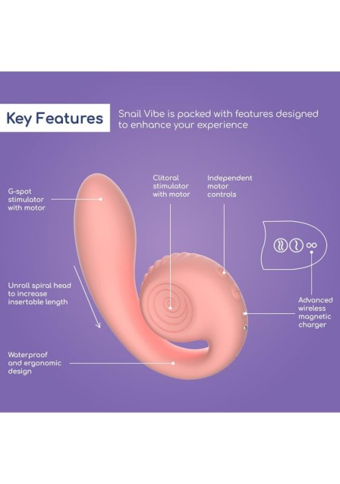 Vibrator Snail Vibe »Gizi Rabbit« 12 cm - Roz - vedere spate