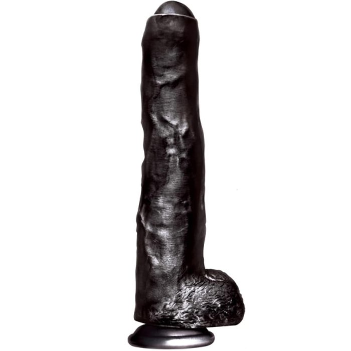 Dildo XXL, Icon Brands "Falcon Big Black Cock Uncut" 35 cm - Negru##