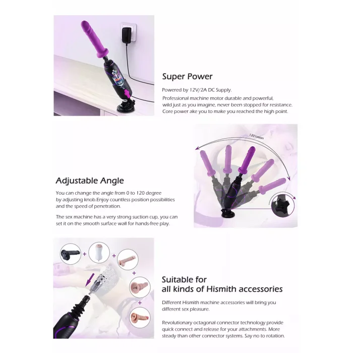 Masina de sex portabila Hismith »Premium Travel« Negru