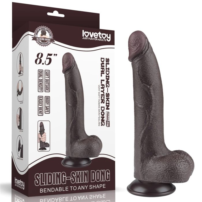 Dildo Realistic 8.5" Lovetoy "Sliding Skin Dual Layer Dong" 22 cm - Maro