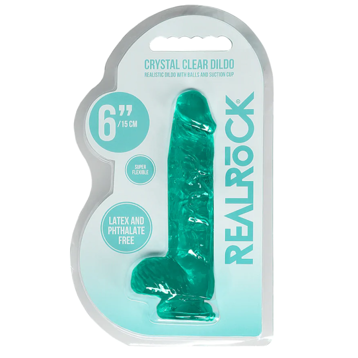 Dildo Jelly Verde Realrock Crystal Clear, [ 17 cm x 3,1 cm ] - detaliu finisaj