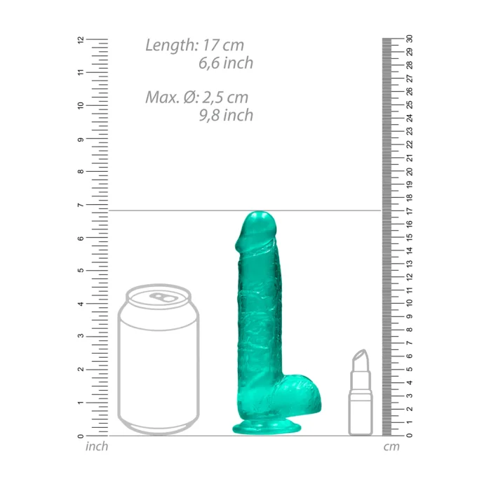 Dildo Jelly Verde Realrock Crystal Clear, [ 17 cm x 3,1 cm ] - vedere laterala