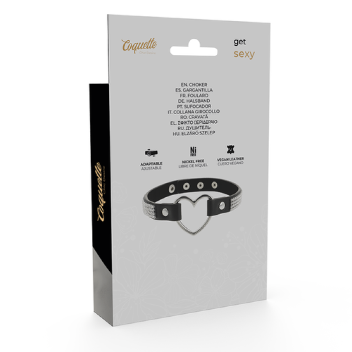 Chocker  cu Inima Coquette - Negru## - detaliu finisaj
