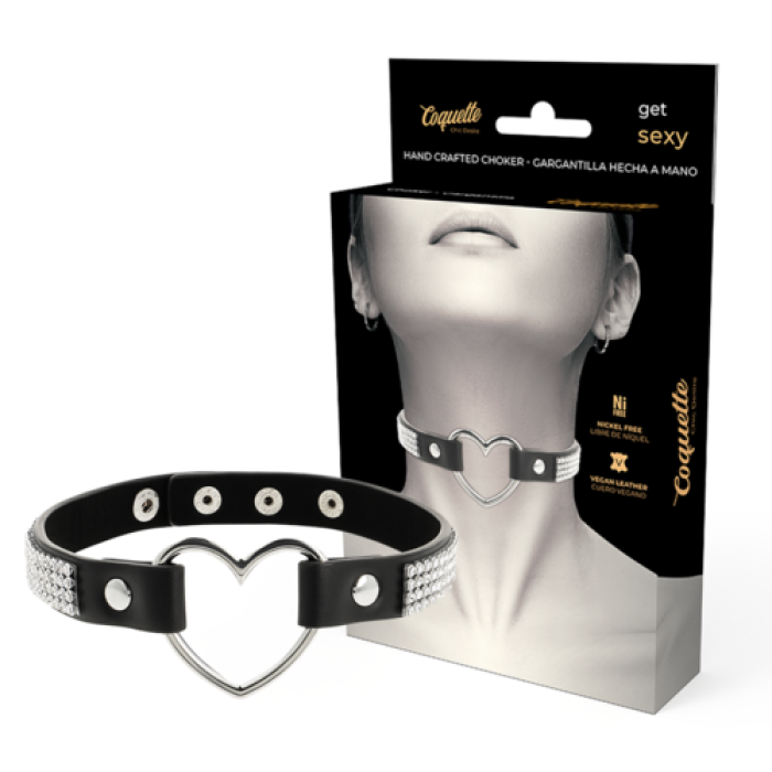 Chocker  cu Inima Coquette - Negru## - vedere frontala