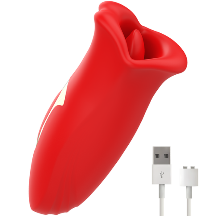 Limba cu Vibratii Mia Sicilia "Double Pleasure" Rosu - dimensiuni complete