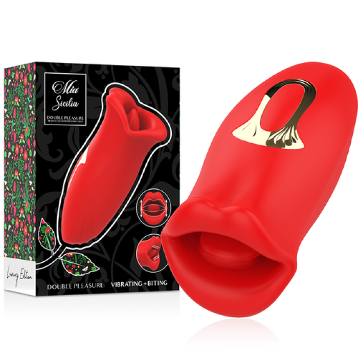 Limba cu Vibratii Mia Sicilia "Double Pleasure" Rosu - vedere frontala