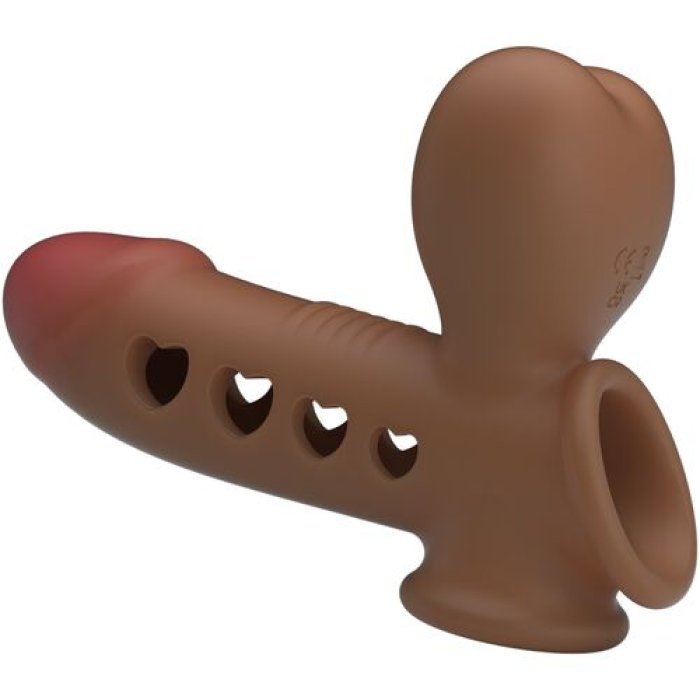 Manson Penis Pretty Love "Tyronn cu Pompa Airbag"​ 20 cm - Maro - detaliu finisaj