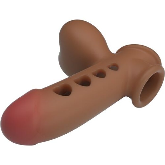 Manson Penis Pretty Love "Tyronn cu Pompa Airbag"​ 20 cm - Maro - detaliu ambalaj