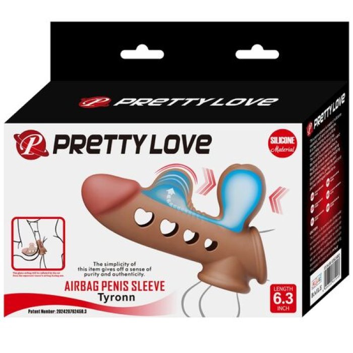 Manson Penis Pretty Love "Tyronn cu Pompa Airbag"​ 20 cm - Maro - vedere frontala